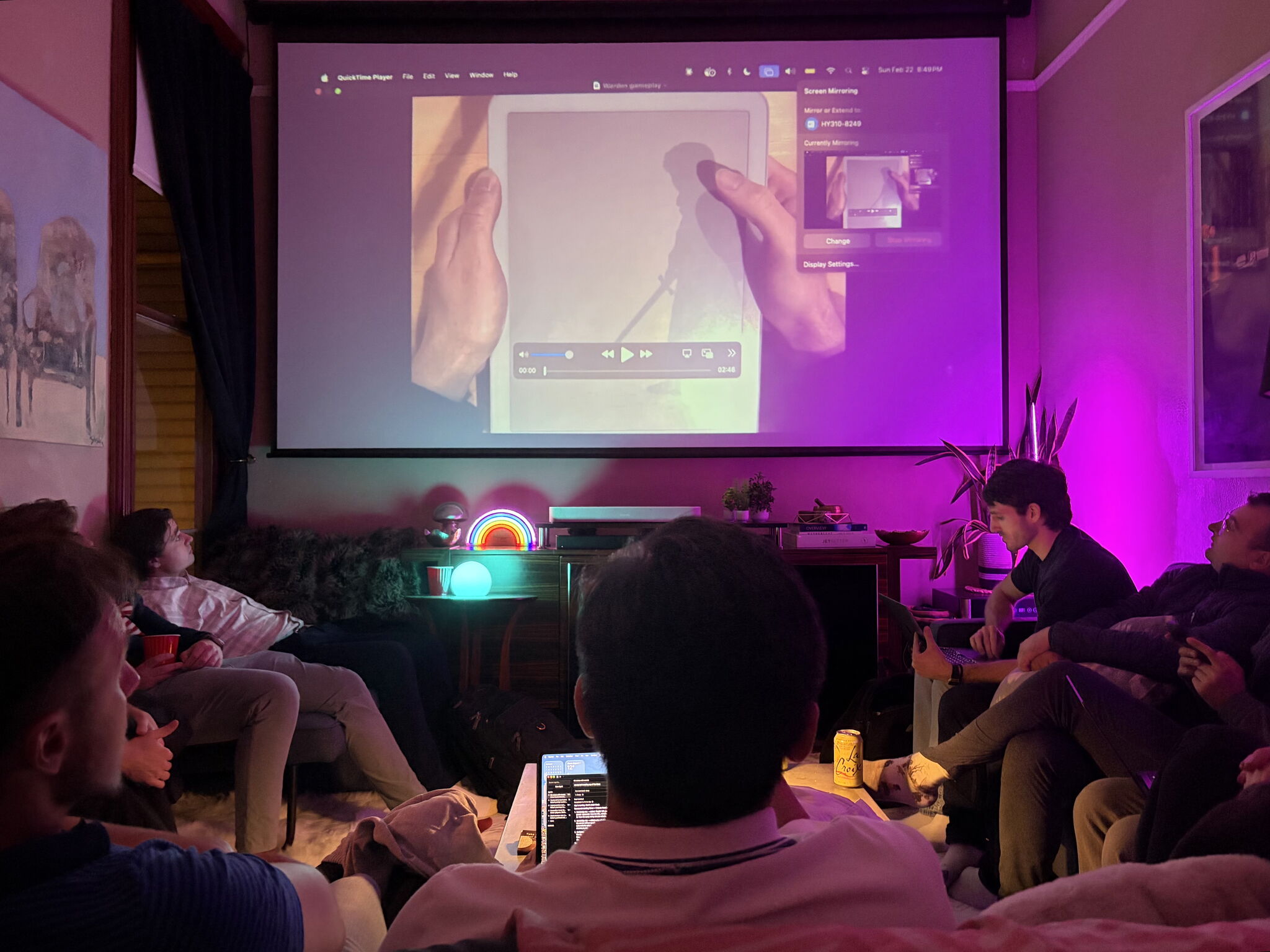 Residents gathered in the living room watching Sunday night demos